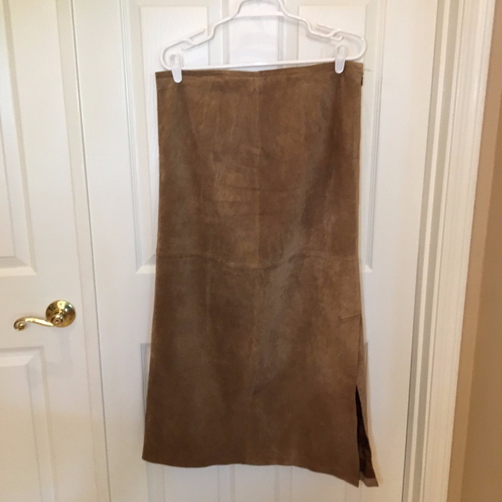 Bernardo Leather Suede Maxi Skirt